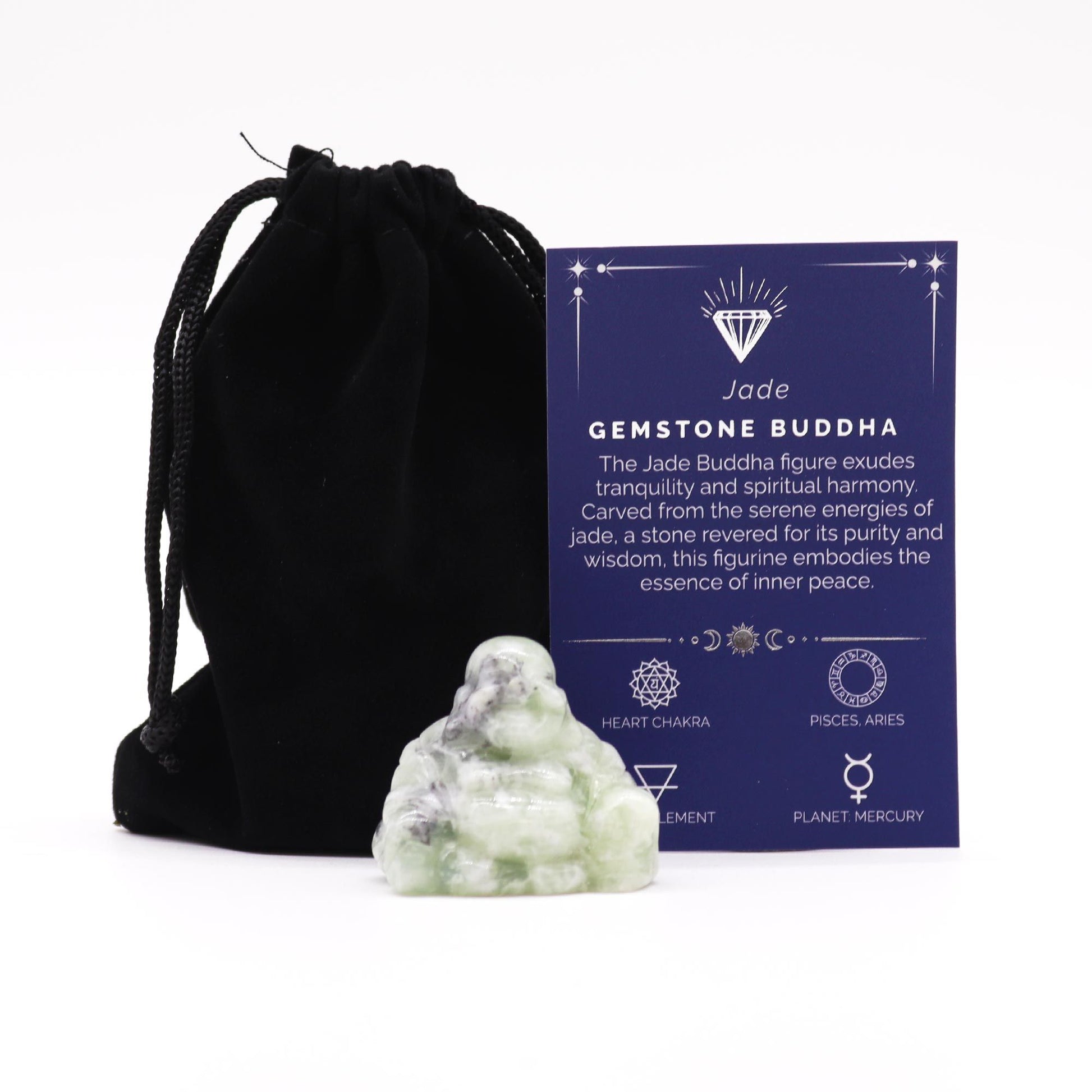 Gemstone Small Buddha – hand-carved jade crystal Buddha figurine for peace, harmony and spiritual décor
