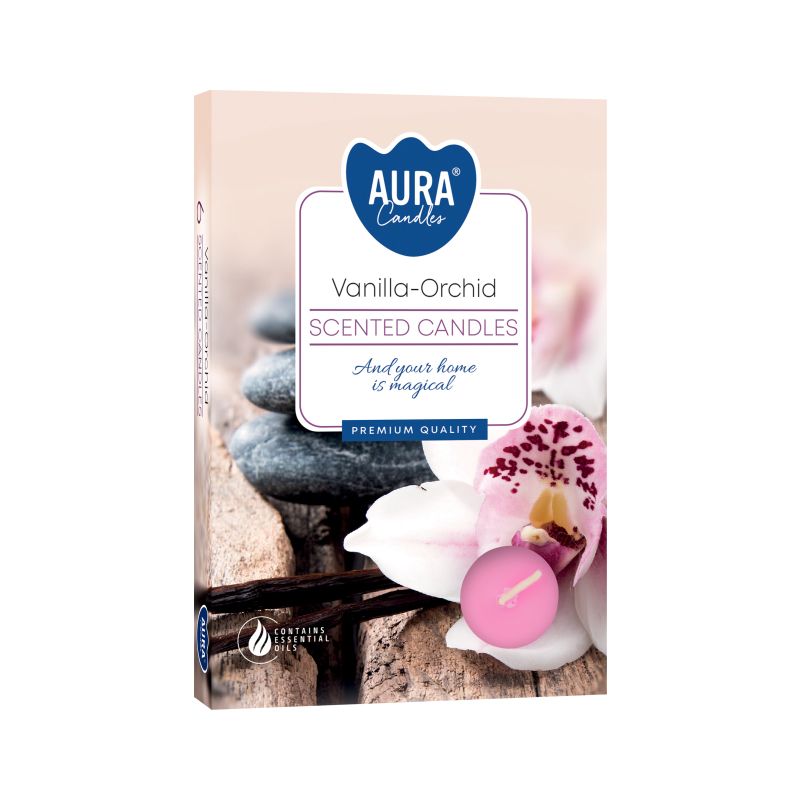 Vanilla orchid scented tealight candles set of 6 sweet floral fragrance 4 hour burn candles