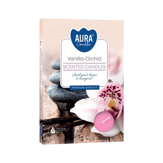 Vanilla orchid scented tealight candles set of 6 sweet floral fragrance 4 hour burn candles