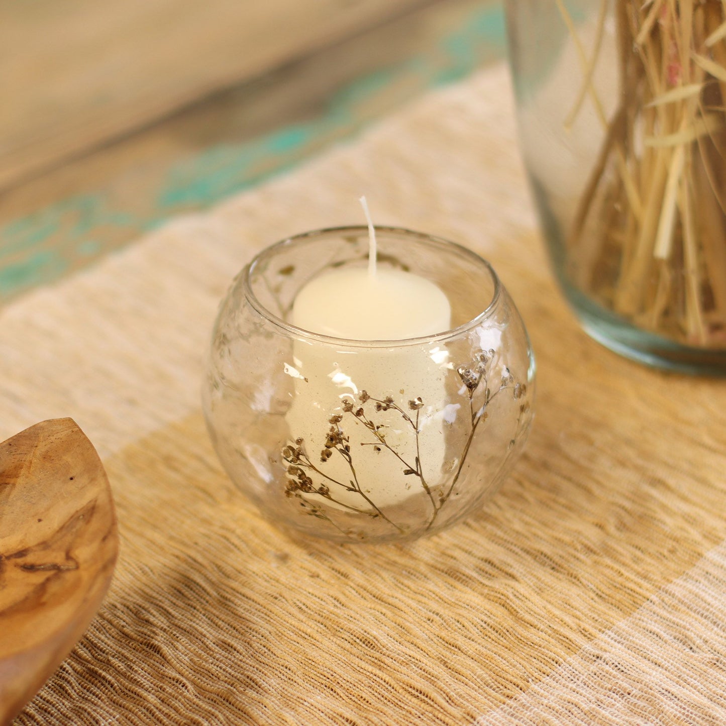 Natural Floral Glass - Bowl Candle Holder - Margarita