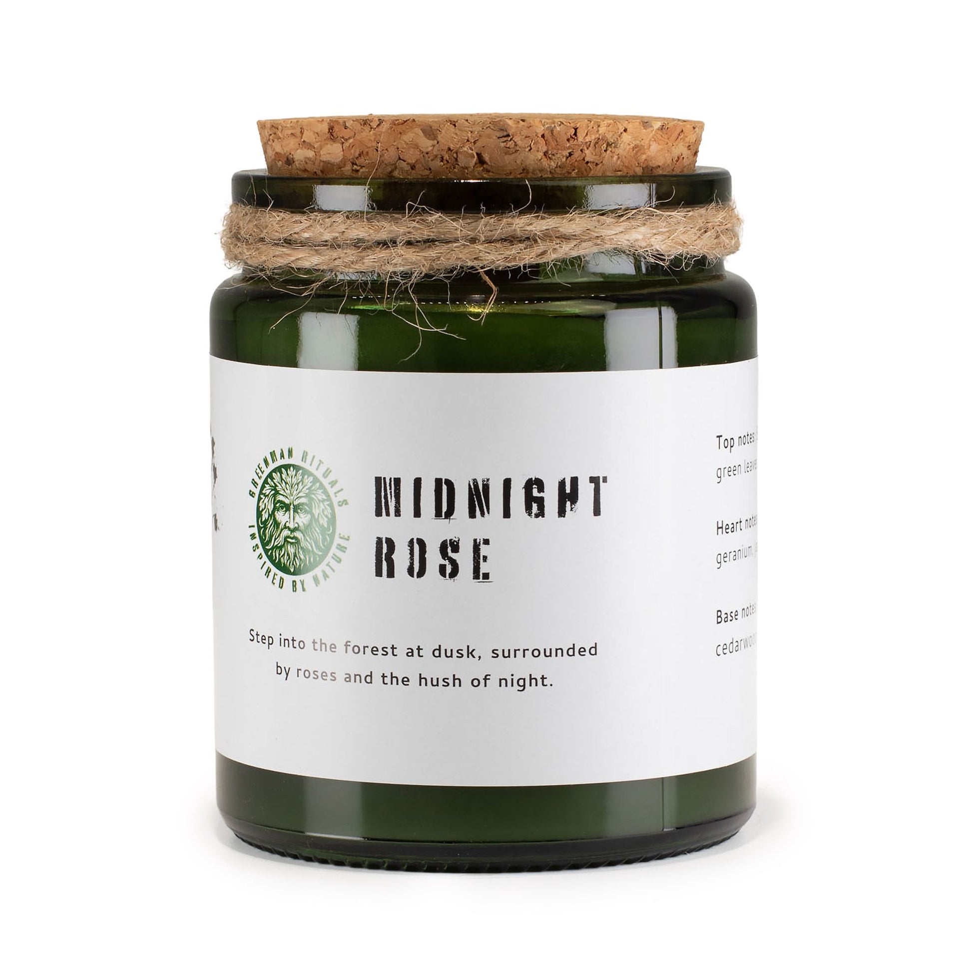 Greenman Woodwick Soy Candle – Midnight Rose dark floral soy candle with wooden wick and soft crackle flame