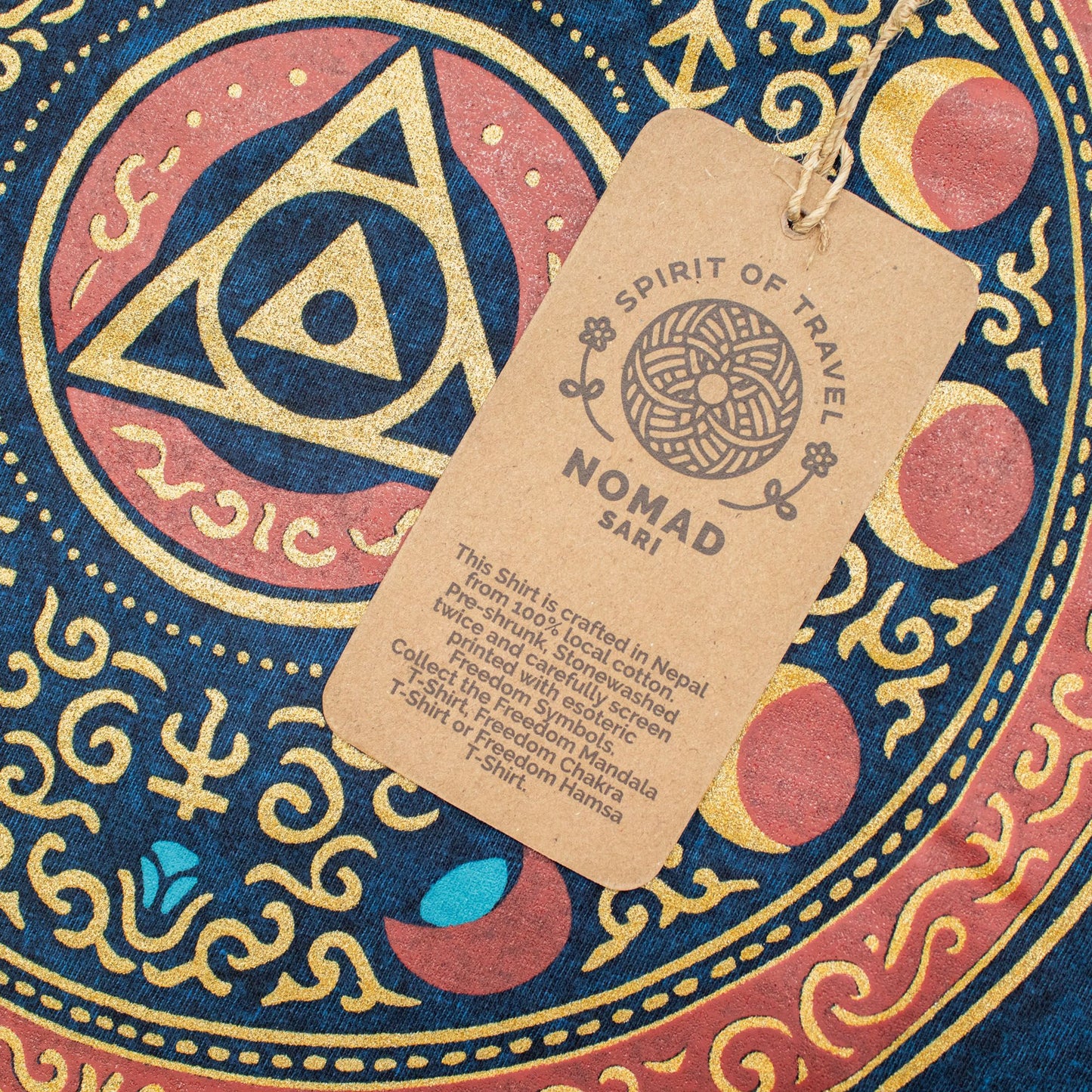 Nomad Sari Stonewashed Cotton T-Shirt - Stay Wild Moon Child - Blue - XL