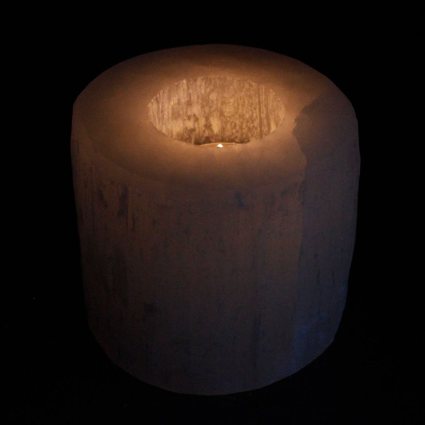 Selenite Cylinder Candle Holder Small