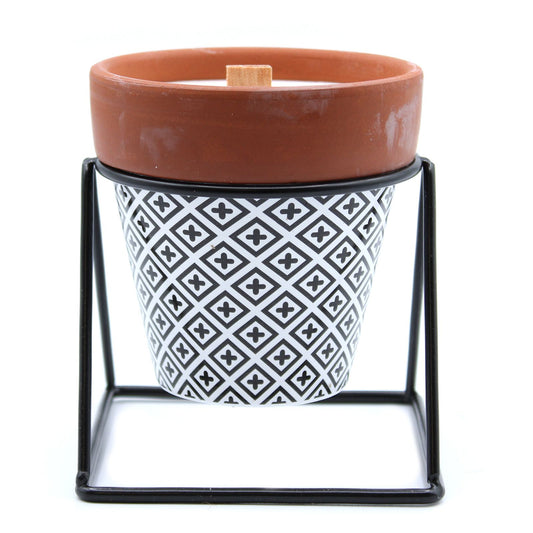 Agnes + Cat Lavender Soy Candle – herb garden candle with wooden wick in ceramic pot