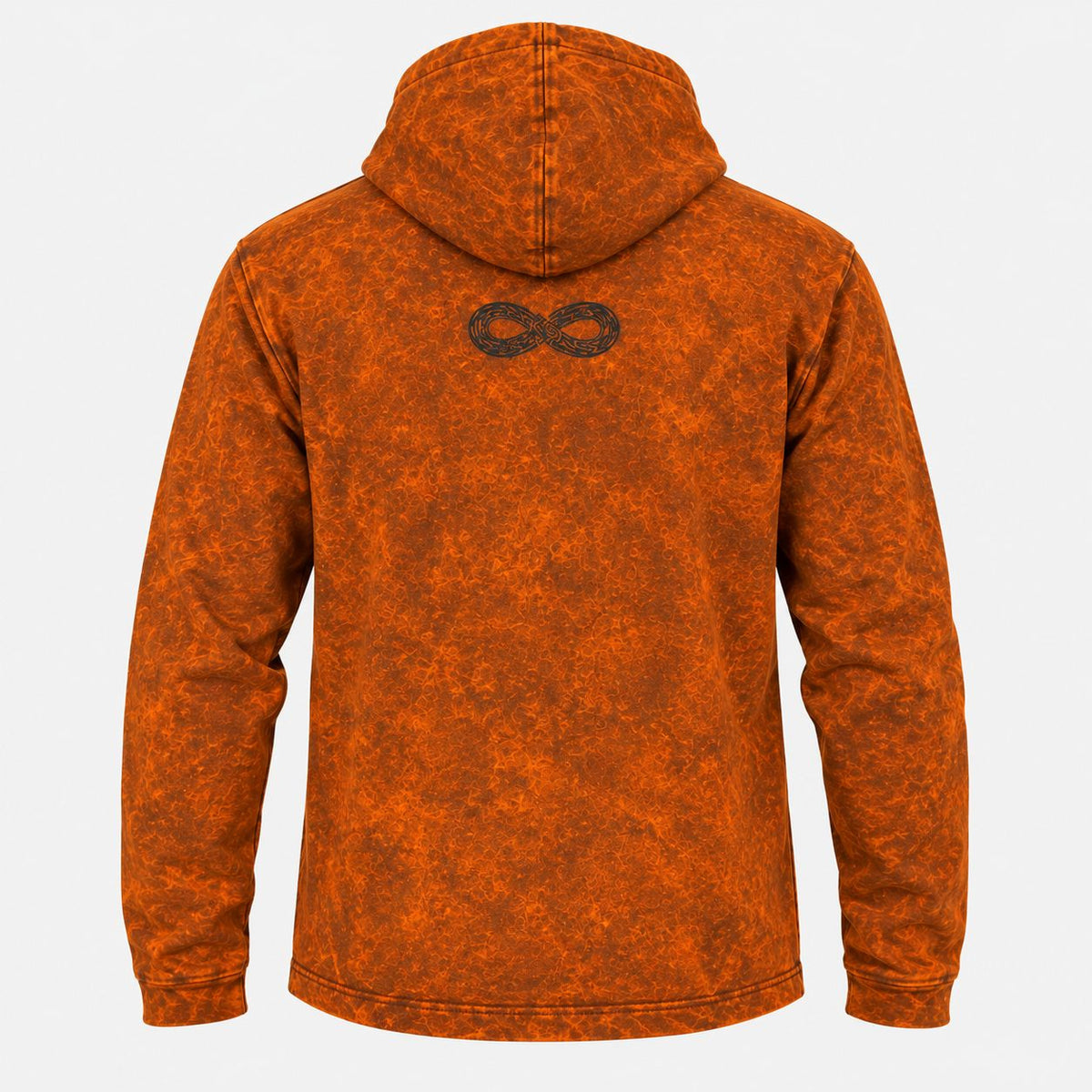 Large Stone Washed Hoody Shirt Kangaroo Pocket - Burnt Orange