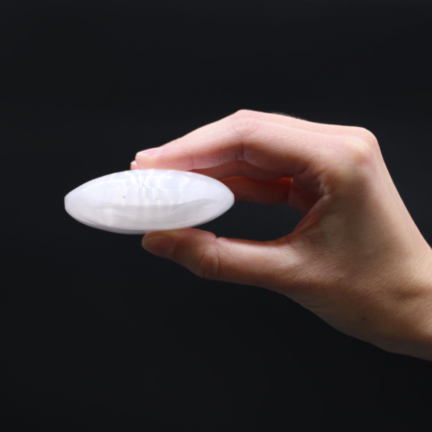 Selenite Palm Stone