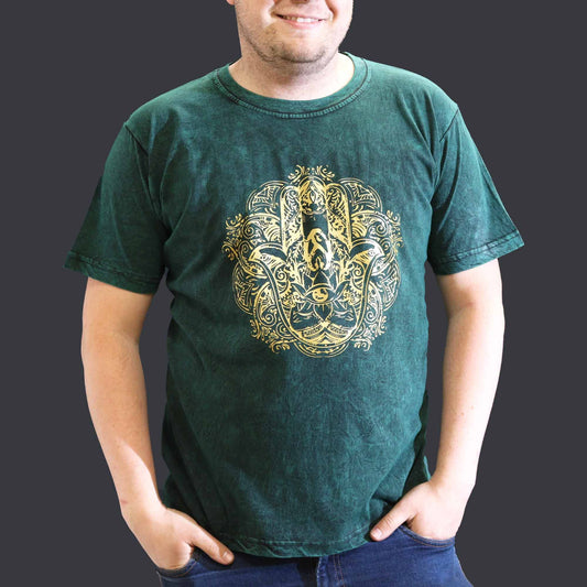 XLarge stone washed green Hamsa spiritual t-shirt