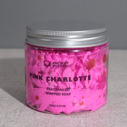 Pink Charlotte Whipped Soap 120g floral whipped body cleanser with creamy texture