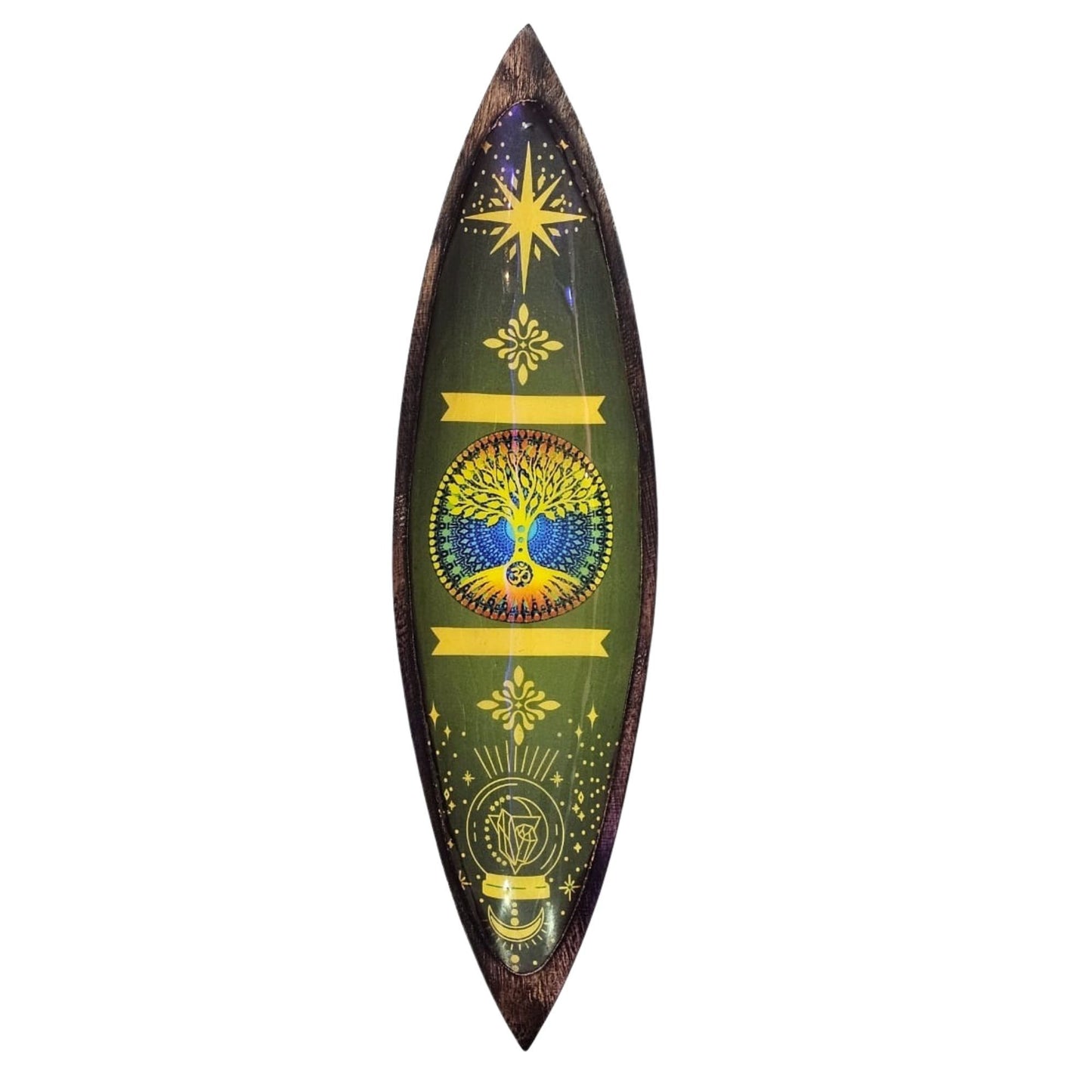 Enamel Incense Bowl Mango Wood Tree of Life spiritual incense holder