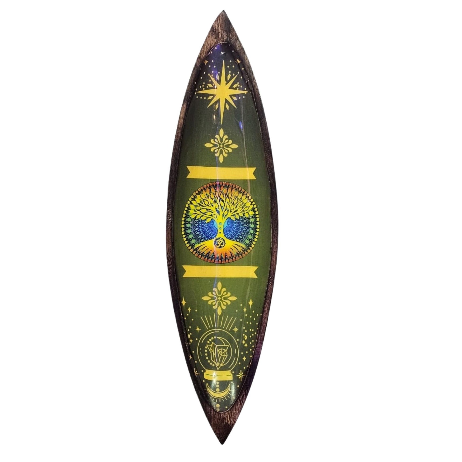 Enamel Incense Bowl Mango Wood Tree of Life spiritual incense holder