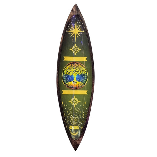 Enamel Incense Bowl Mango Wood Tree of Life spiritual incense holder