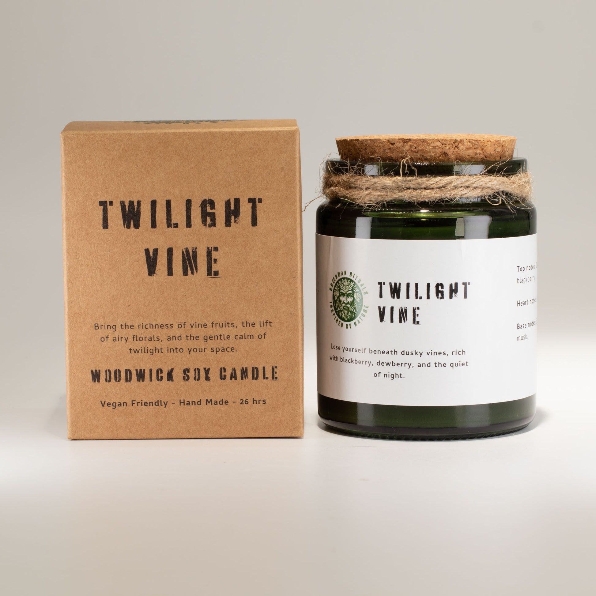 Greenman Woodwick Soy Candle – Twilight Vine berry and vine soy candle with wooden wick