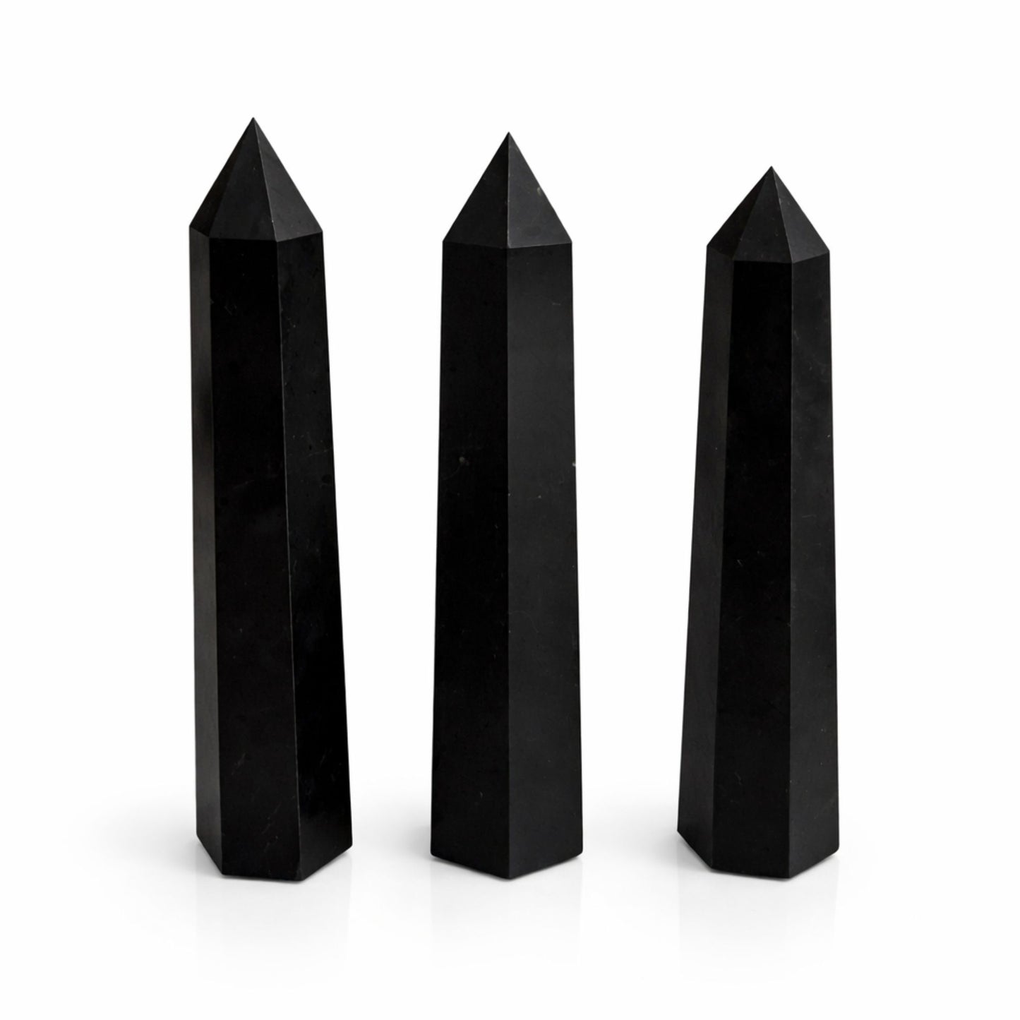 Black Tourmaline obelisk 17cm six face crystal tower dark gemstone