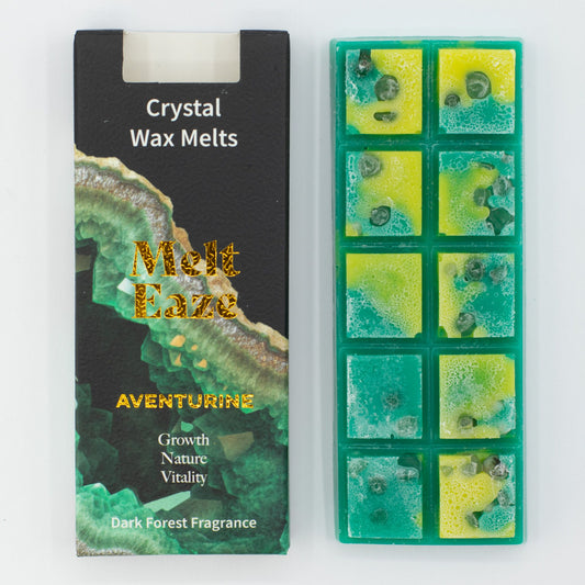 MeltEaze Emerald Forest wax melts 50g snap bar with aventurine chips earthy forest scent