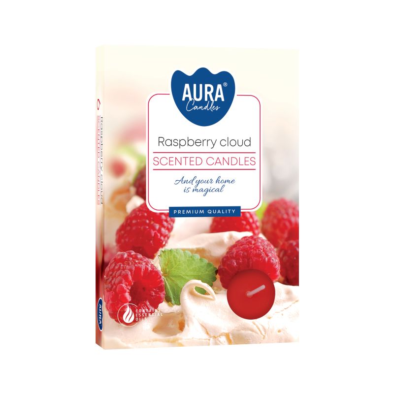 Raspberry cloud scented tealight candles set of 6 sweet fruity fragrance 4 hour burn candles