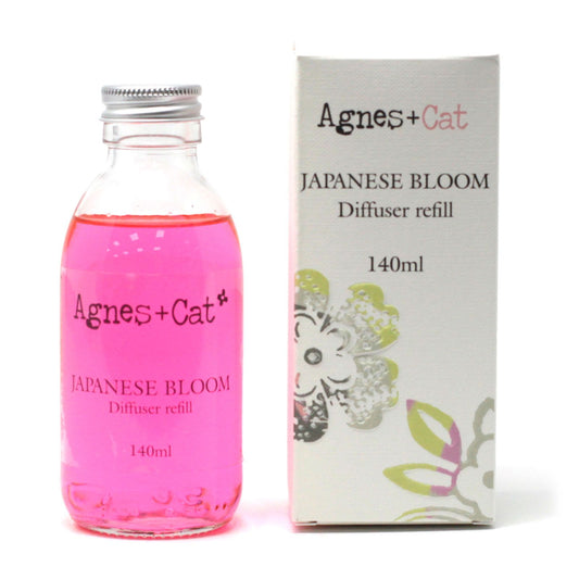 Agnes + Cat Japanese Bloom reed diffuser refill 150ml with soft floral rose and lotus fragrance