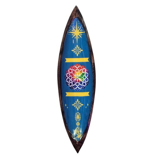 Enamel Incense Bowl Mango Wood Mandala boho spiritual incense holder