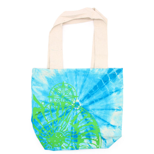 Tye-Dye Cotton Bag - Sea Shell - Blue/Green - Green Handle