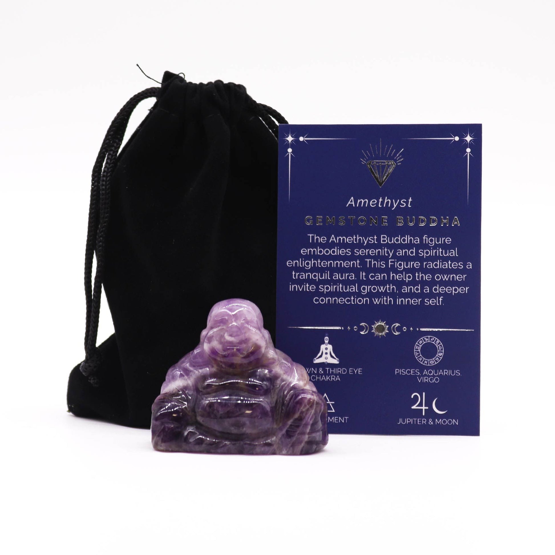 Gemstone Large Buddha – hand-carved amethyst crystal Buddha figurine for spiritual décor and calming energy