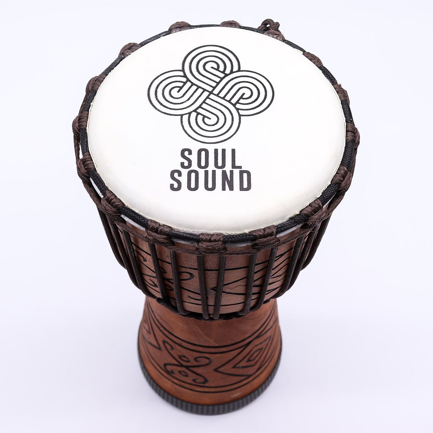 Medium Pro Djembe Drum Soul Sound low 40 cm hand-drum with wooden body and natural skin head for meditation, drumming and world-music rhythms.
