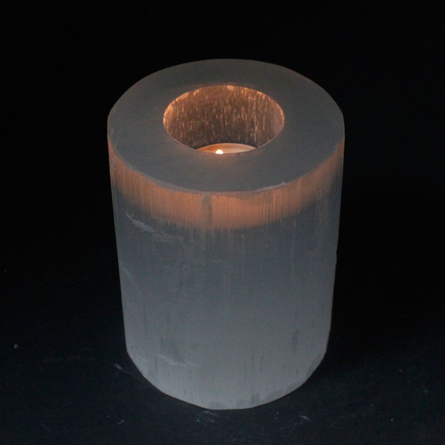 Selenite Cylinder Candle Holder Medium