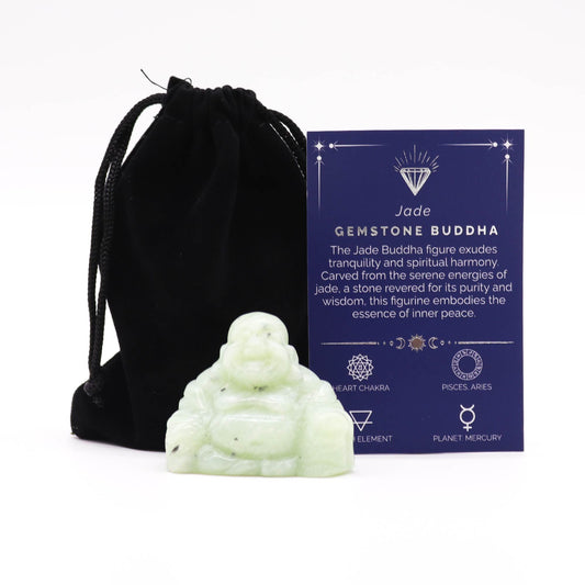 Gemstone Large Buddha – hand-carved jade crystal Buddha figurine for peace, balance and spiritual décor