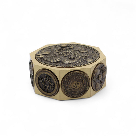 Feng Shui lucky cat and dragon spinner for protection, prosperity and energy flow