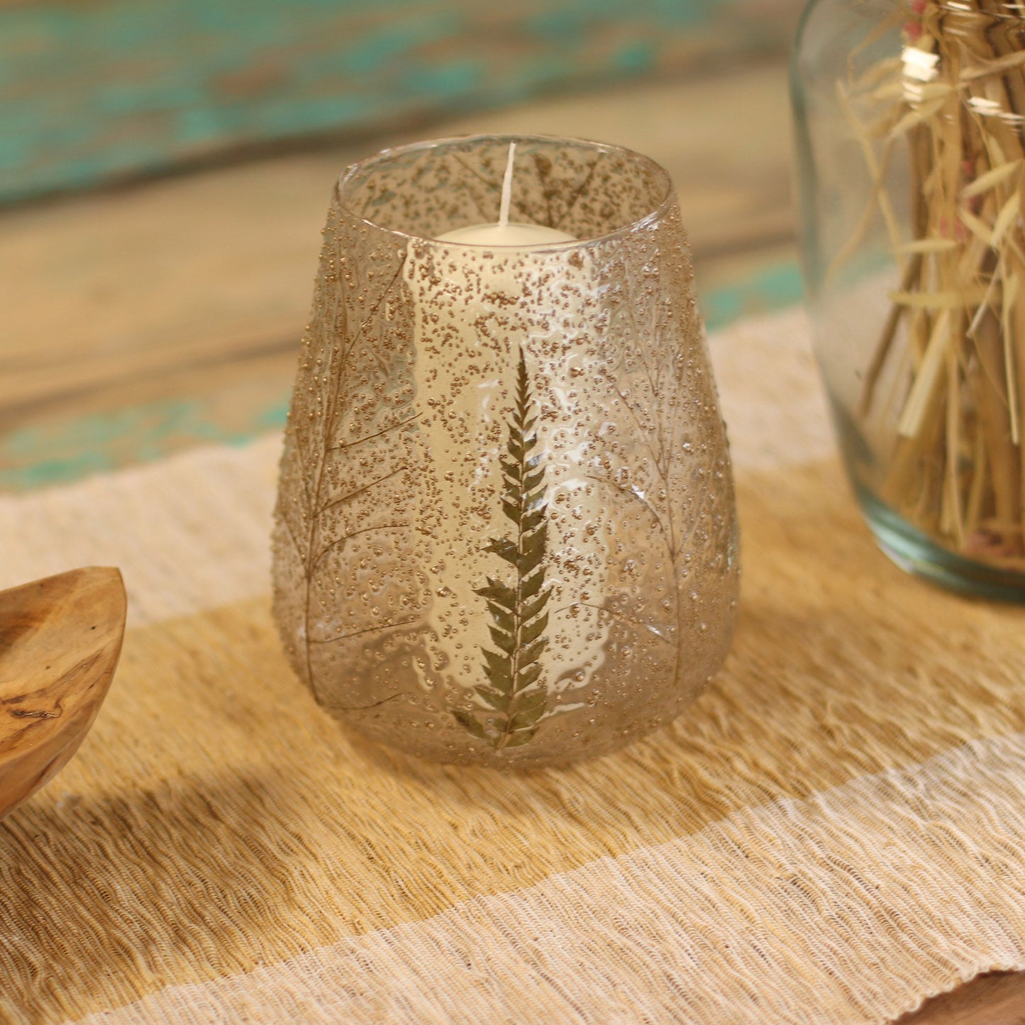 Natural Floral Glass - Large Bowl Candle Holder - Pino