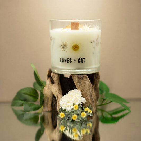 Windermere botanical soy wax candle – fresh citrus floral scented candle in natural style