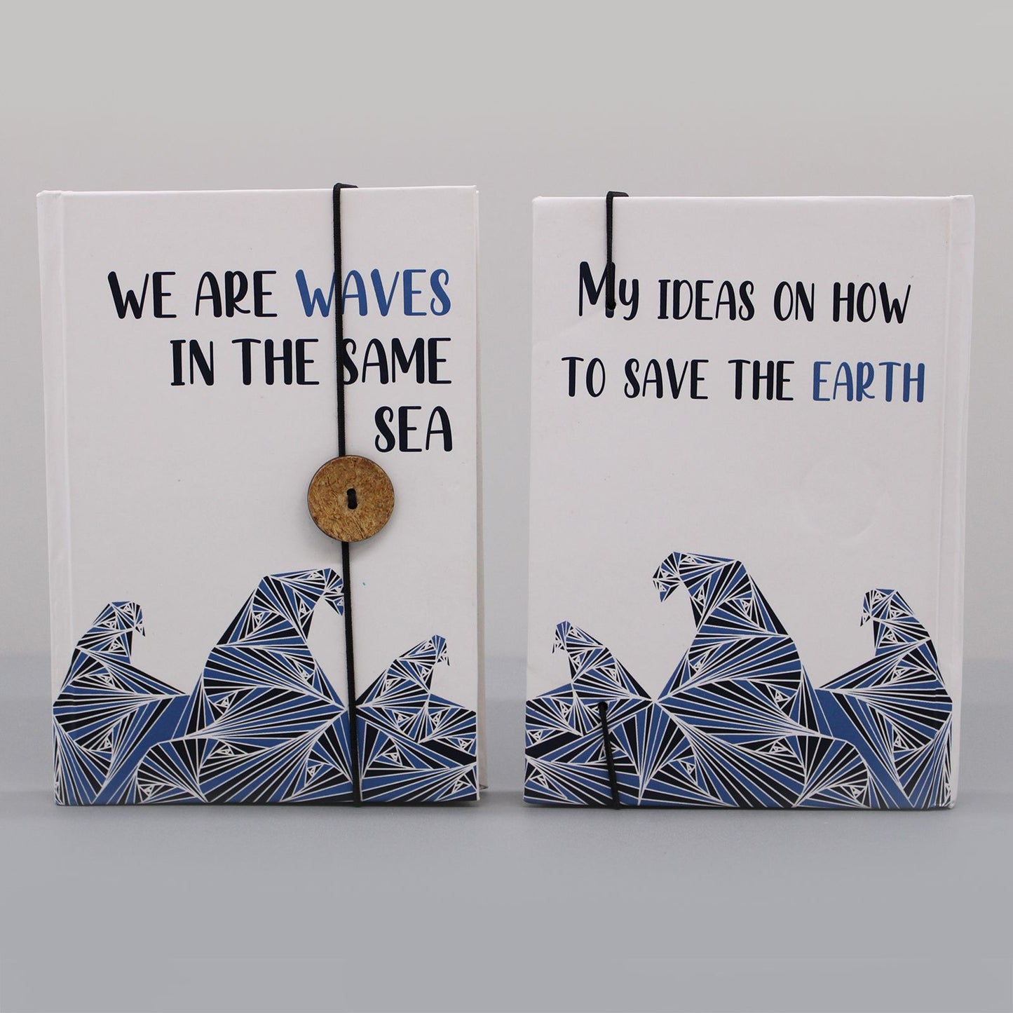 Waves in the Same Sea Affirmation Notebook – eco journal with strap and button closure