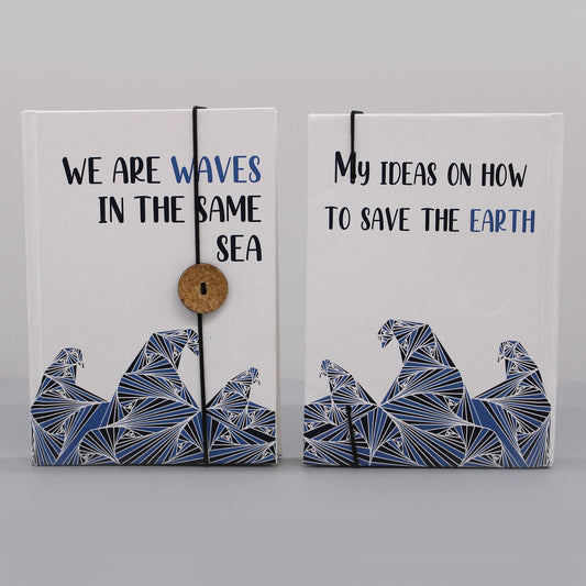 Waves in the Same Sea Affirmation Notebook – eco journal with strap and button closure