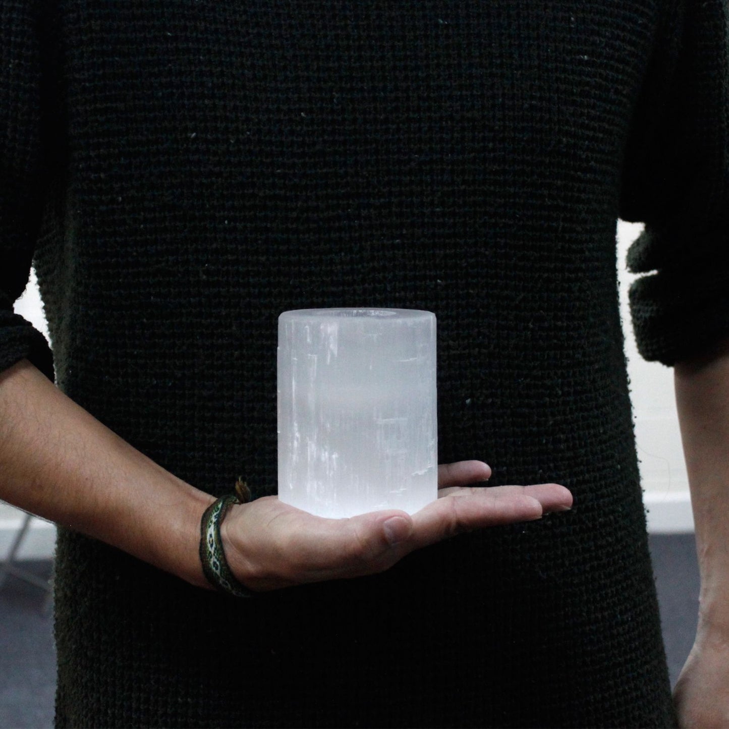 Selenite Cylinder Candle Holder Medium