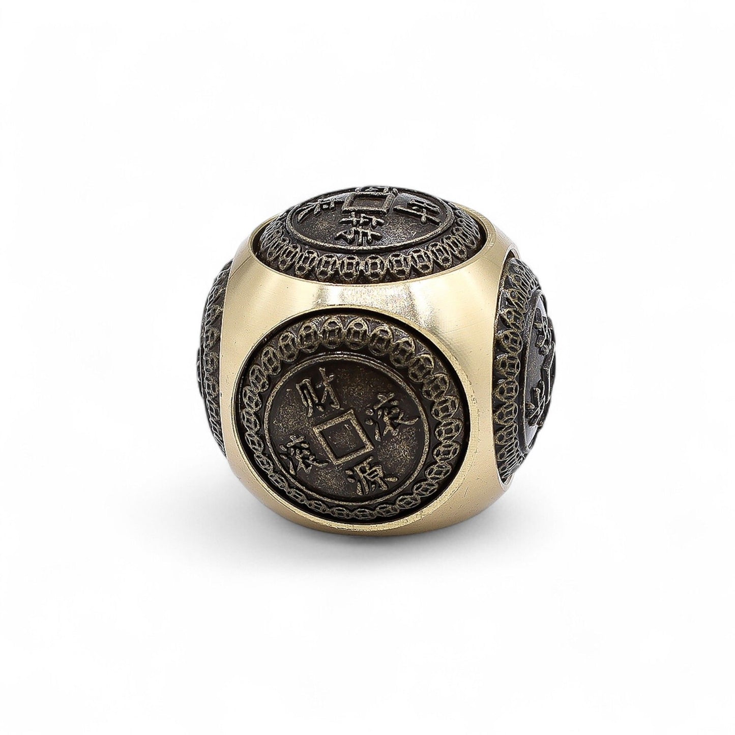 Feng Shui wealth dice rounded brass spinner for abundance and energy flow
