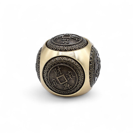 Feng Shui wealth dice rounded brass spinner for abundance and energy flow