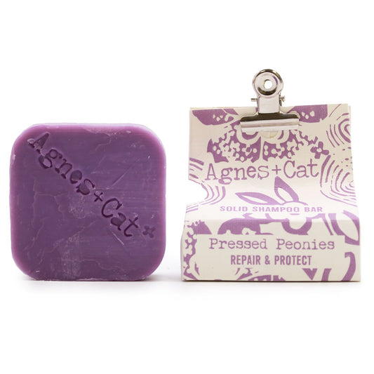Agnes and Cat pressed peonies solid shampoo bar 60g floral plastic free haircare