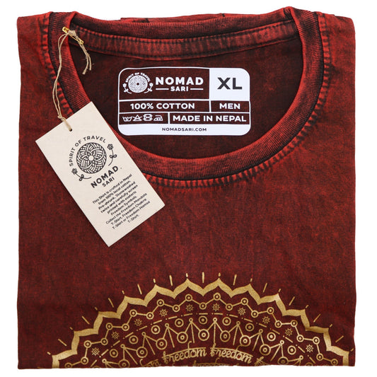 XLarge Stone Washed T-Shirt - Hamsa - Maroon