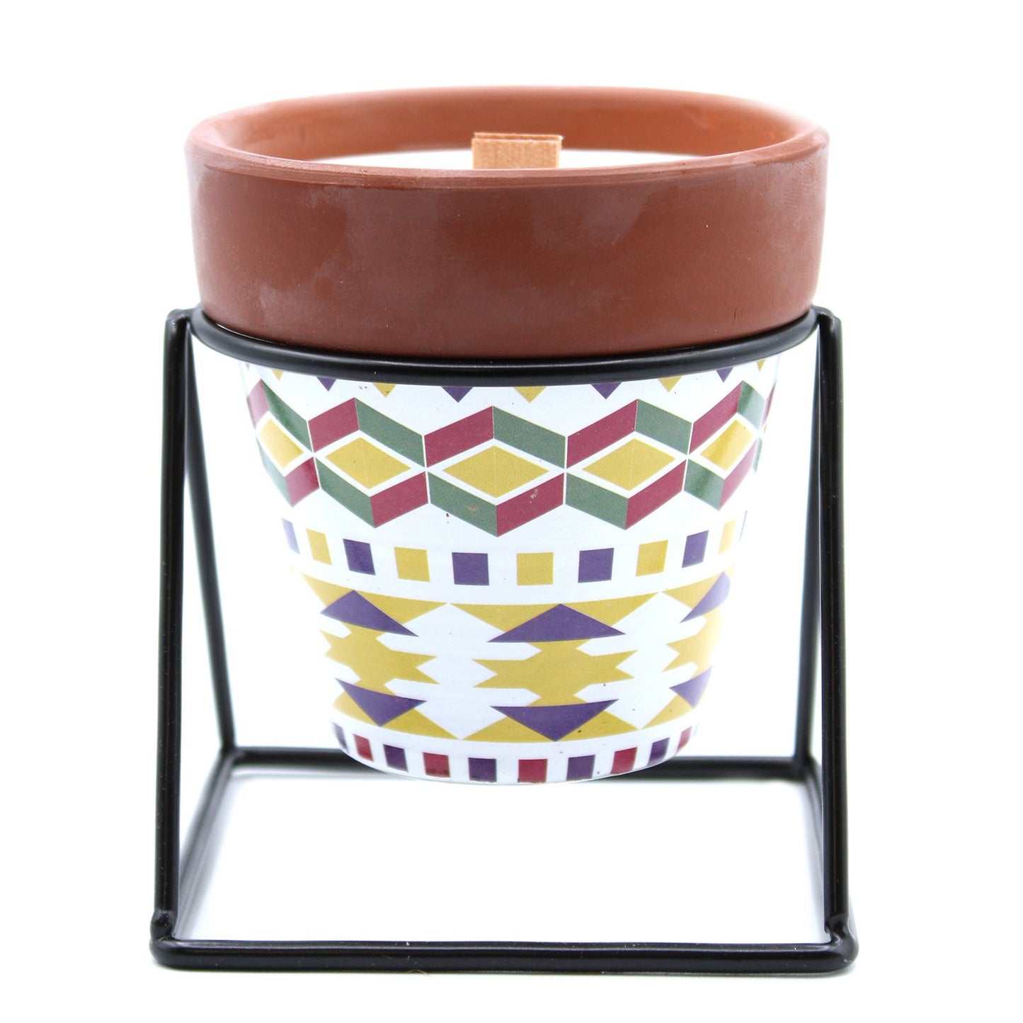 Agnes + Cat Geranium Soy Candle – herb garden candle with wooden wick in terracotta pot