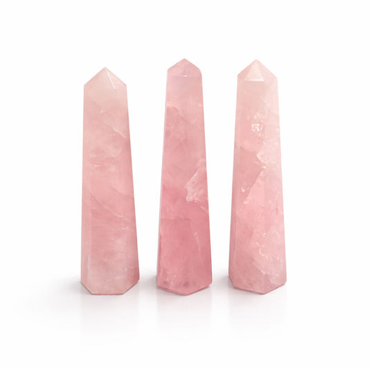 Rose Quartz obelisk point 11cm six face crystal tower pink gemstone