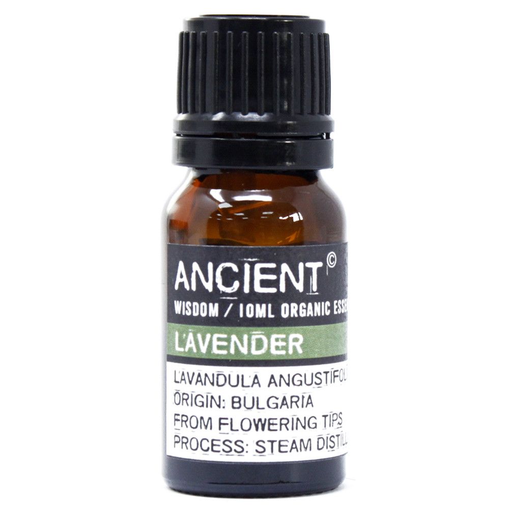 Organic Lavender Essential Oil 10ml with floral herbaceous aroma for aromatherapy and home fragrance.