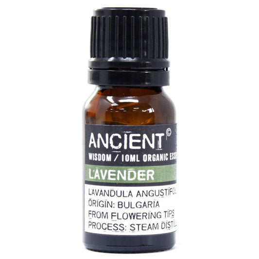 Organic Lavender Essential Oil 10ml with floral herbaceous aroma for aromatherapy and home fragrance.