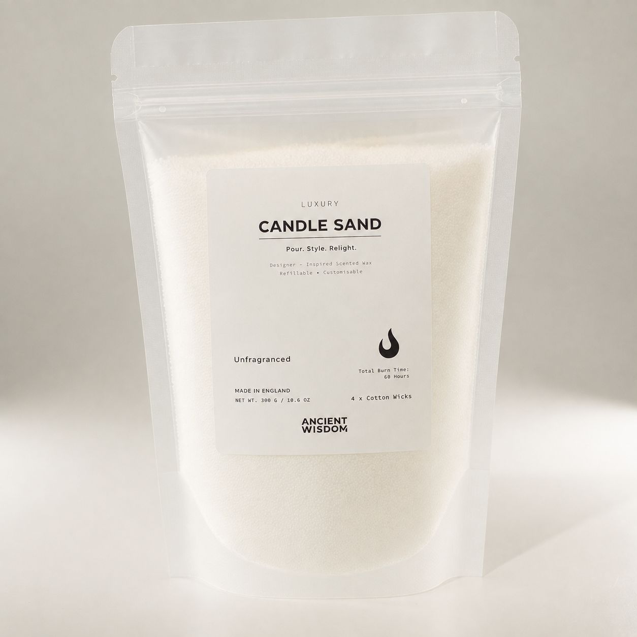 Unfragranced Candle Sand - White
