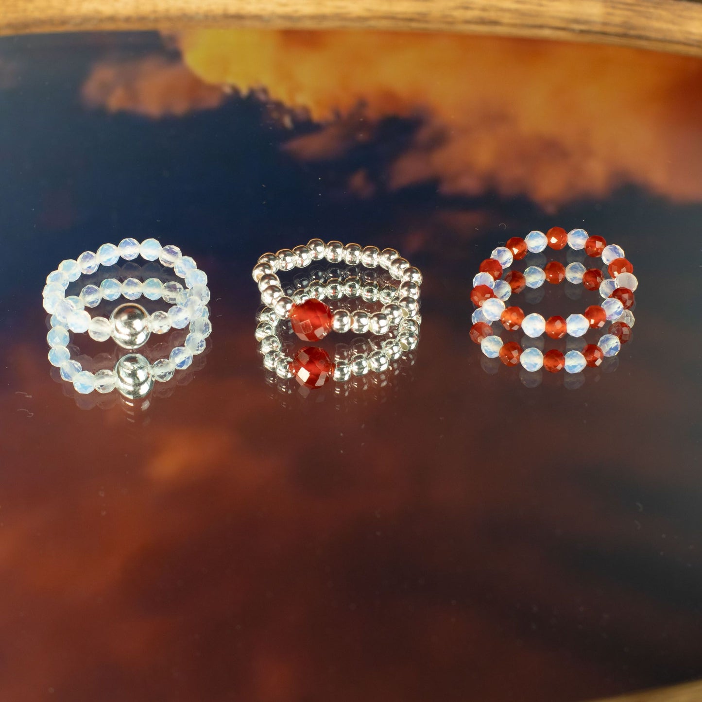 Nymph Spirit Gemstone Ring Set - Blood Moon