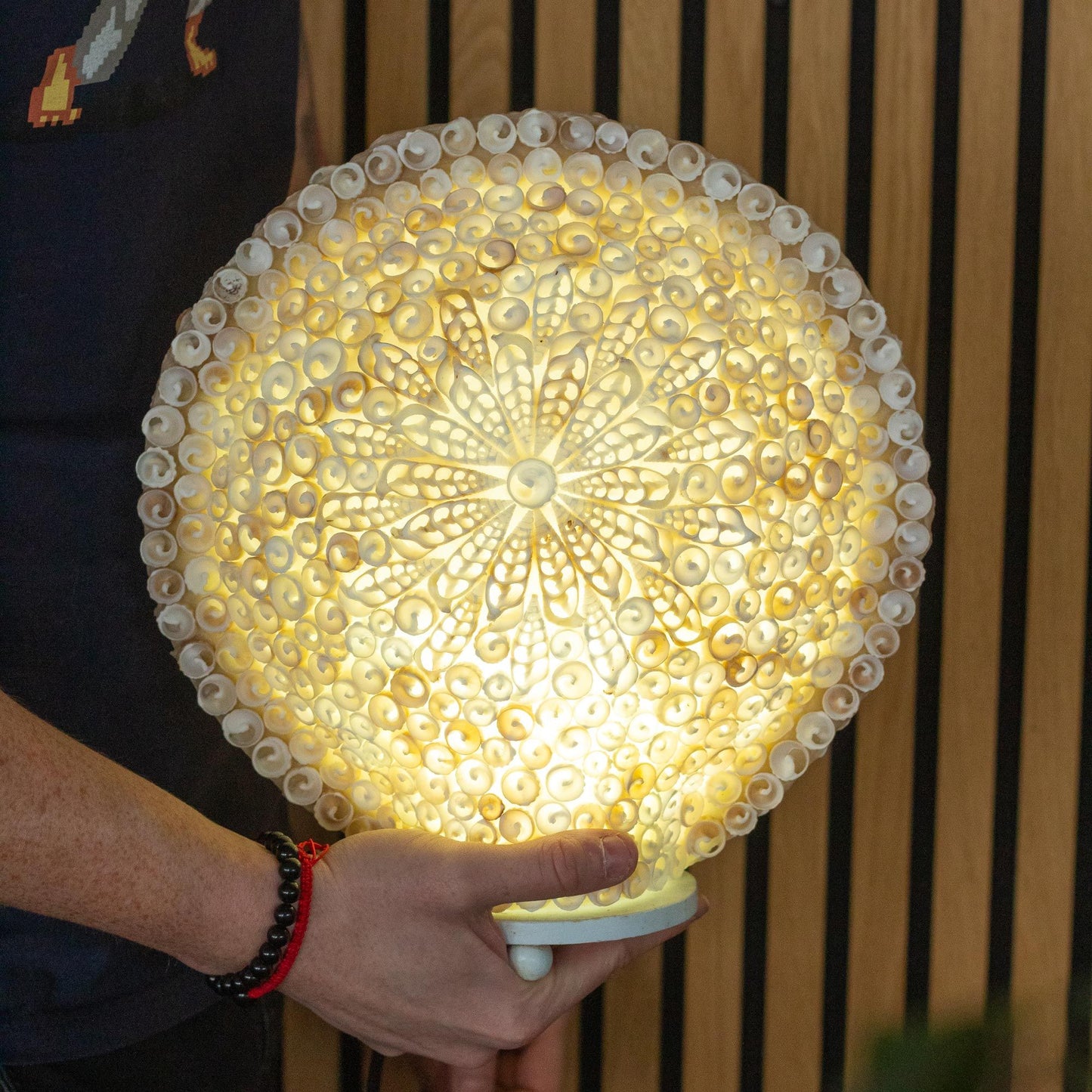 Boho Sea Shell Lamp Cut Art Shell Large Round