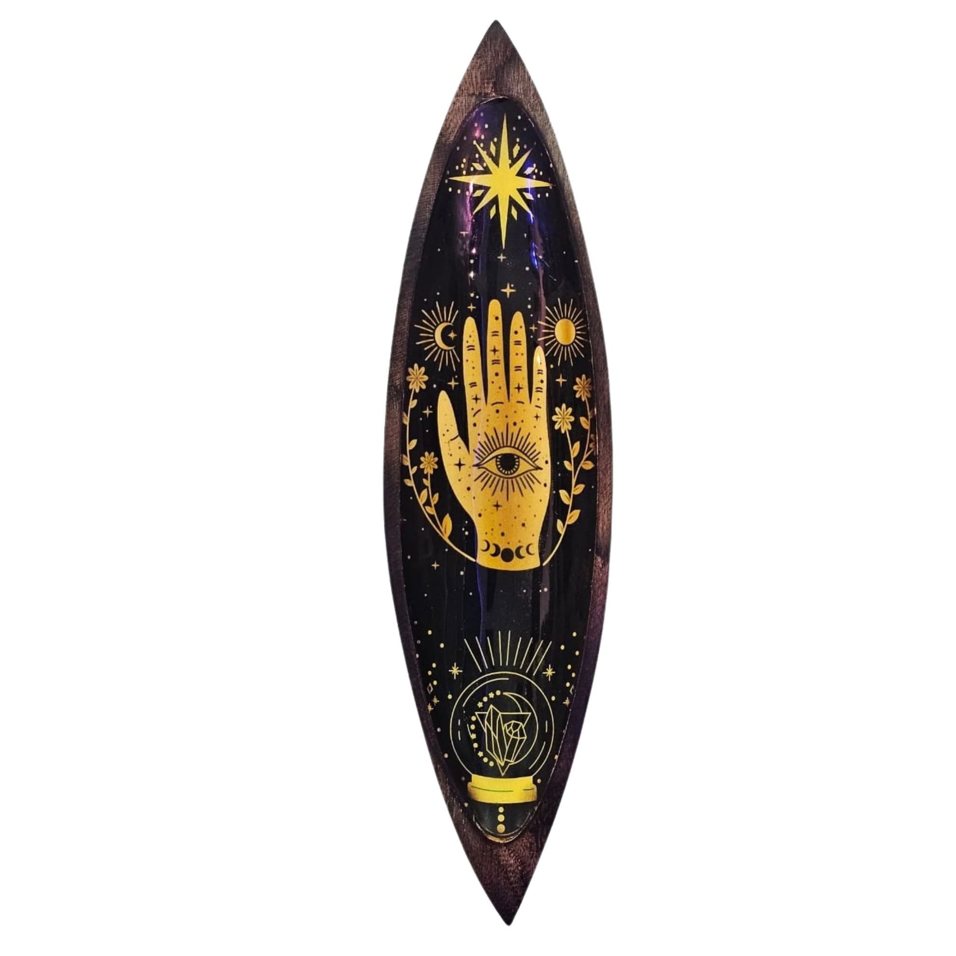 Enamel Incense Bowl Mango Wood Hamsa spiritual incense holder