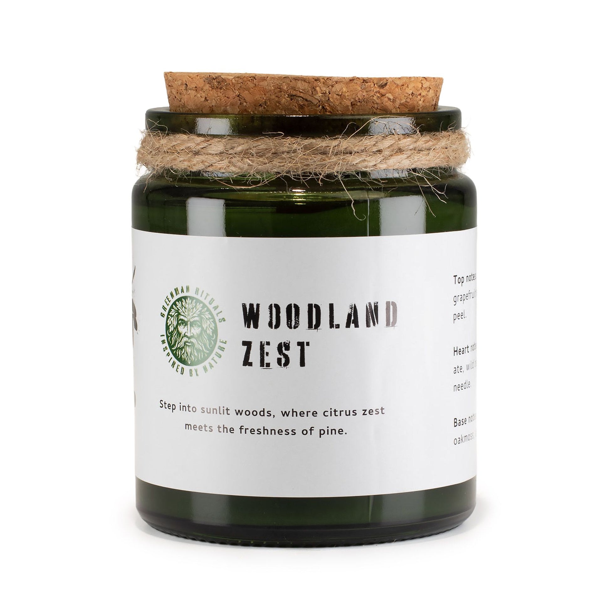 Greenman Woodwick Soy Candle – Woodland Zest fresh green soy candle with wooden wick