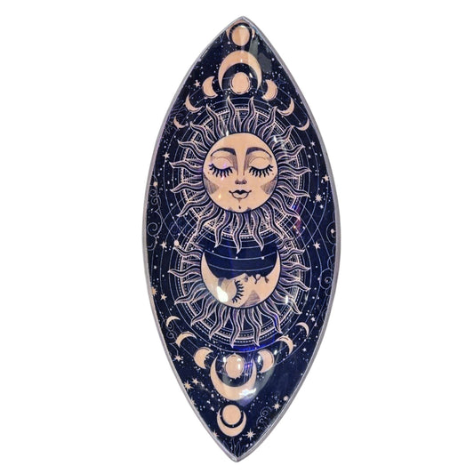 Enamel Incense Bowl Aluminum Pink Sun and Moon celestial incense holder