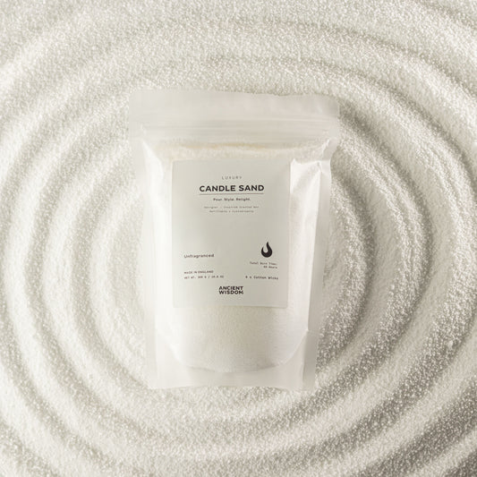 White unfragranced candle sand with four cotton wicks