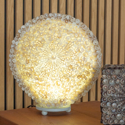 Boho Sea Shell Lamp Cut Art Shell Large Round