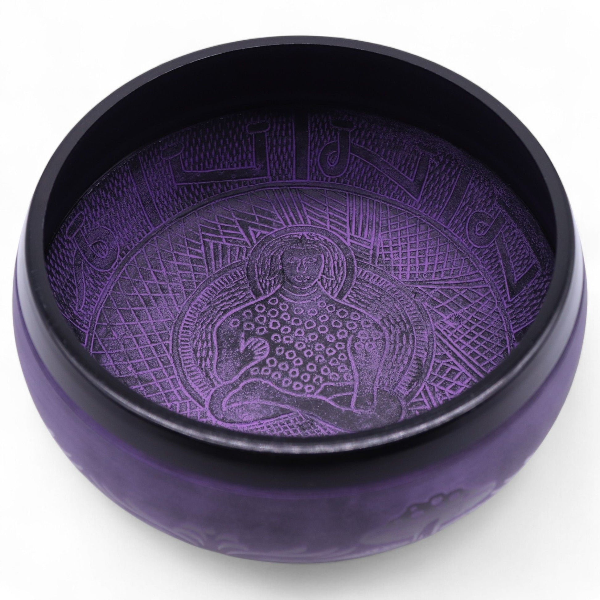 Extra Loud Mushroom Singing Bowl “Purple Haze” – 23 cm brass-alloy bowl with mushroom motif and polished finish.
