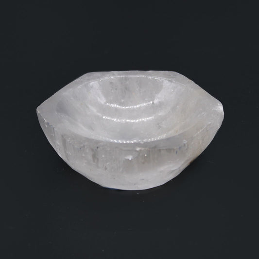 Selenite Hex Bowl Small 6 cm – polished selenite crystal hexagon bowl for crystal cleansing, gemstone storage and spiritual décor UK